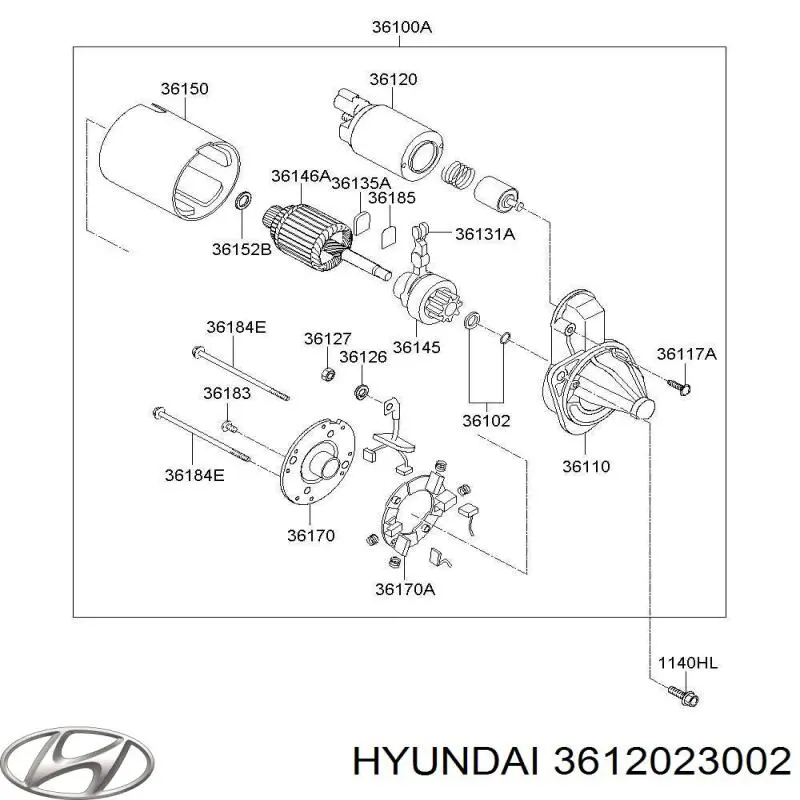Втягуюче реле стартера 3612023002 Hyundai/Kia