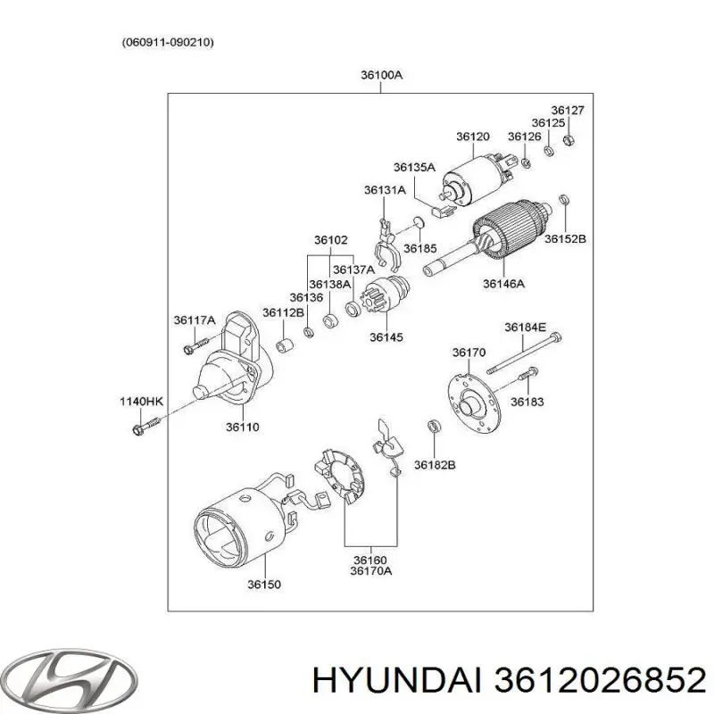 Реле втягує стартера 3612026852 Hyundai/Kia