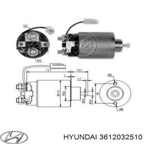 Втягуюче реле стартера 3612032510 Hyundai/Kia
