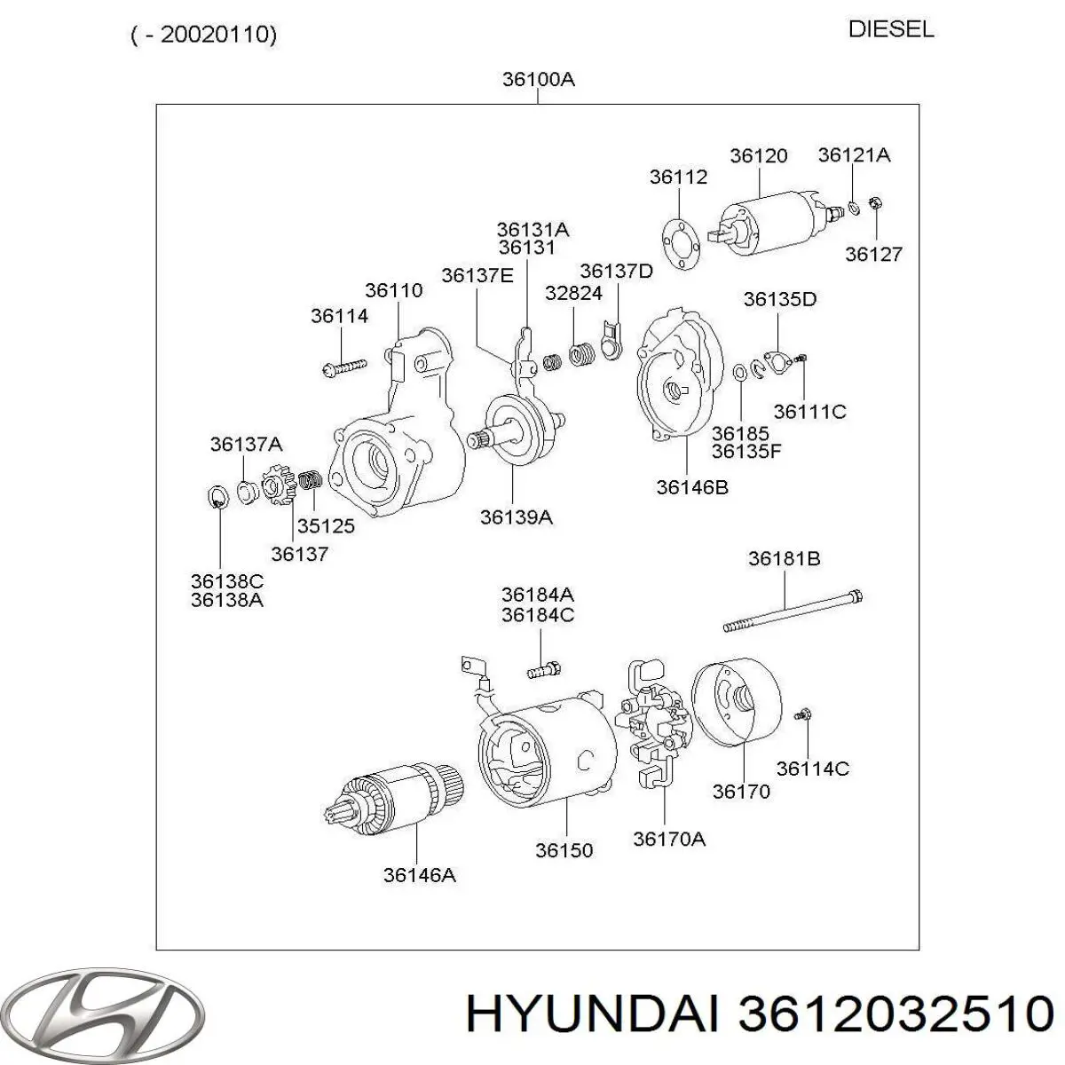 Втягуюче стартера Hyundai/Kia 3612032510