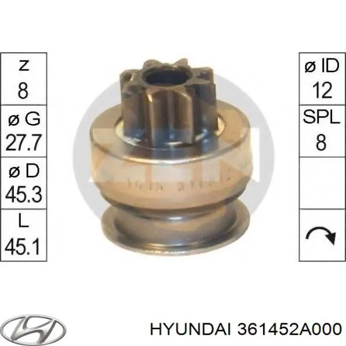Купити 361452A000 Hyundai/Kia Бендикс стартера