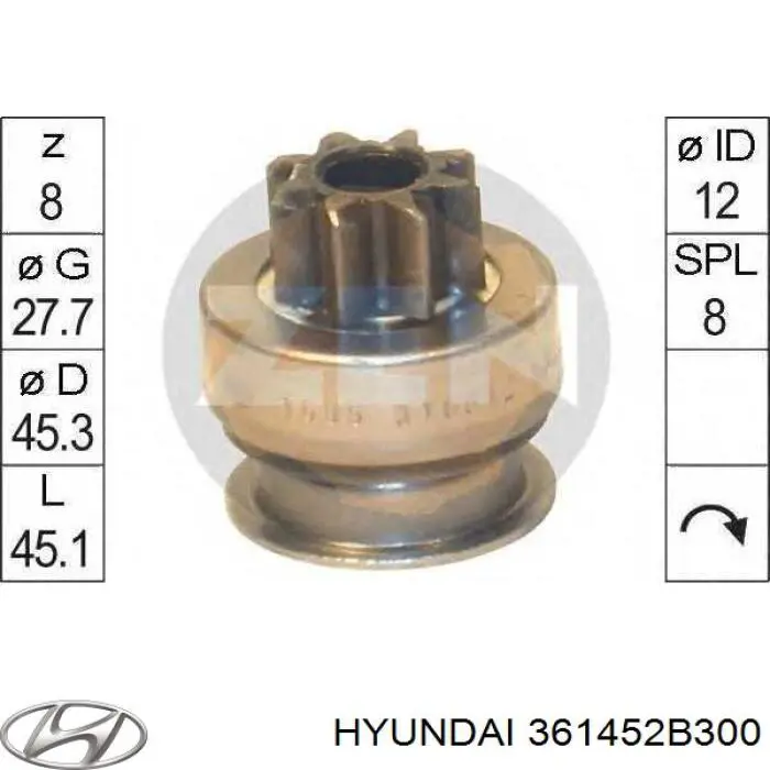 361452B303 Hyundai/Kia Привід стартера бендикс
