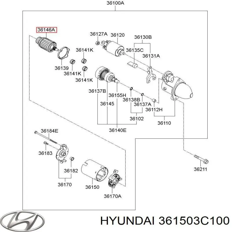 Ротор стартера Hyundai/Kia 361503C100 ціна, від 255.86 USD