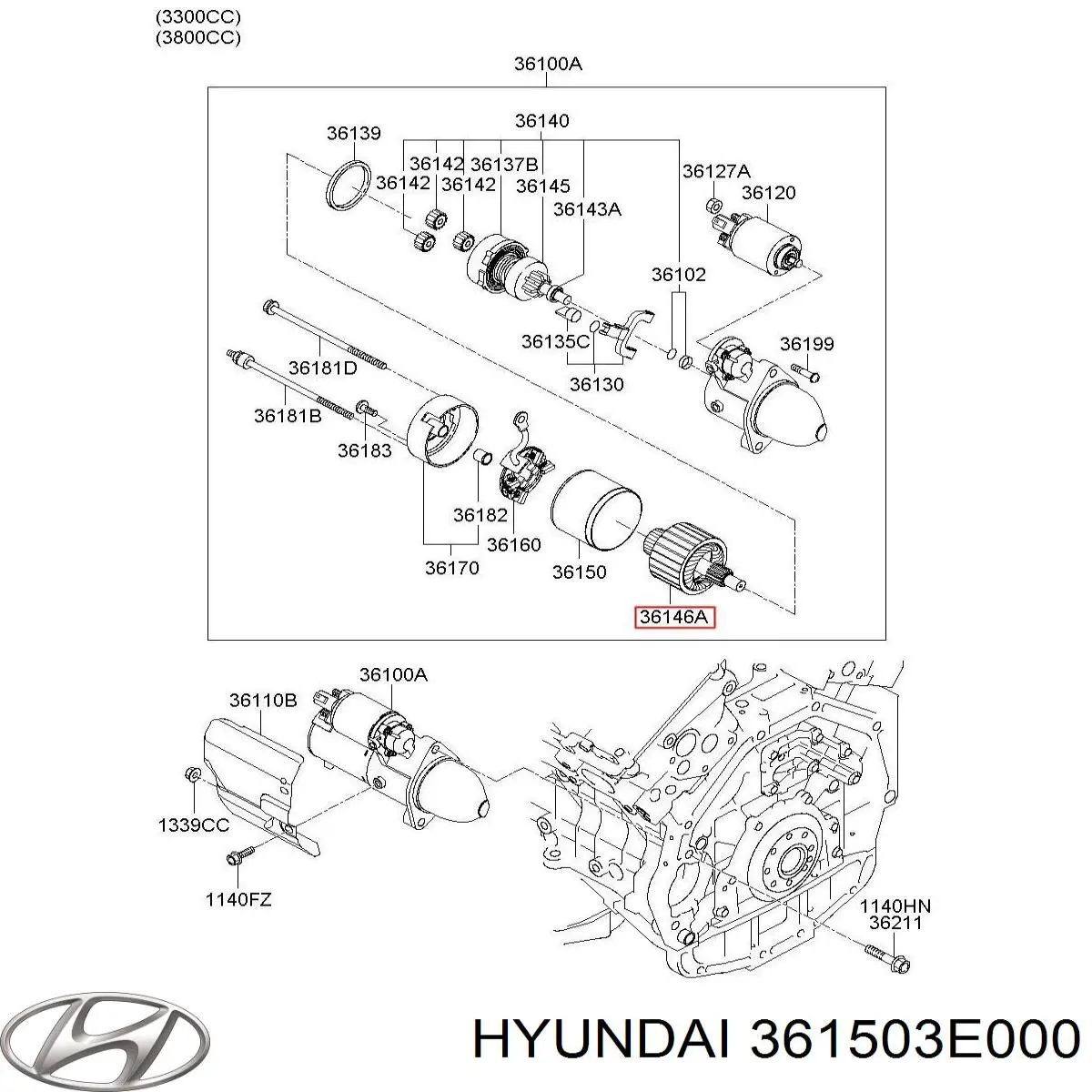 361503E000 Hyundai/Kia якір (ротор стартера)