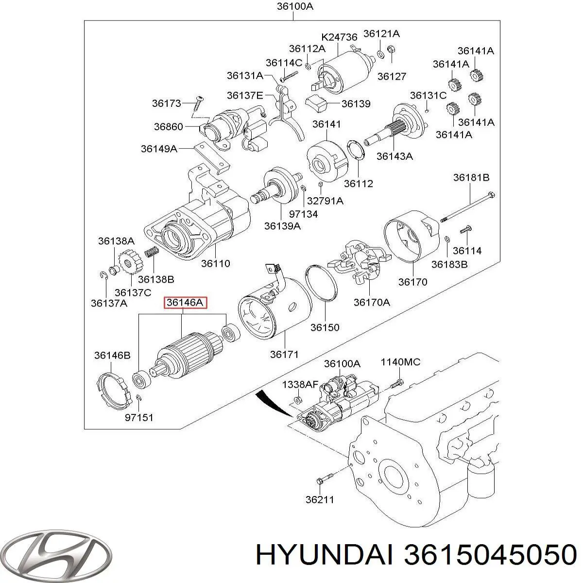 Ротор стартера Hyundai/Kia 3615045050 ціна, від 37.49 USD