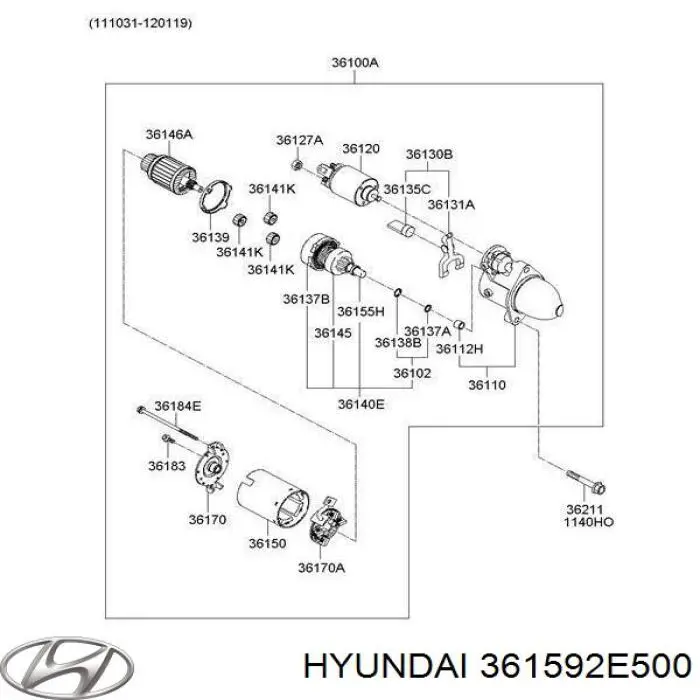 Щеткодеpжатель стартера Hyundai/Kia 361592E500 ціна, від 16.91 USD