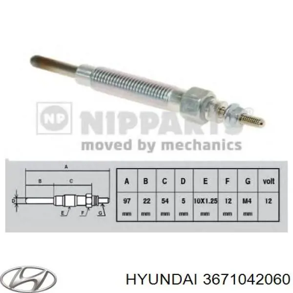 Свіча накалу Hyundai/Kia 3671042060 ціна, від 7.73 USD