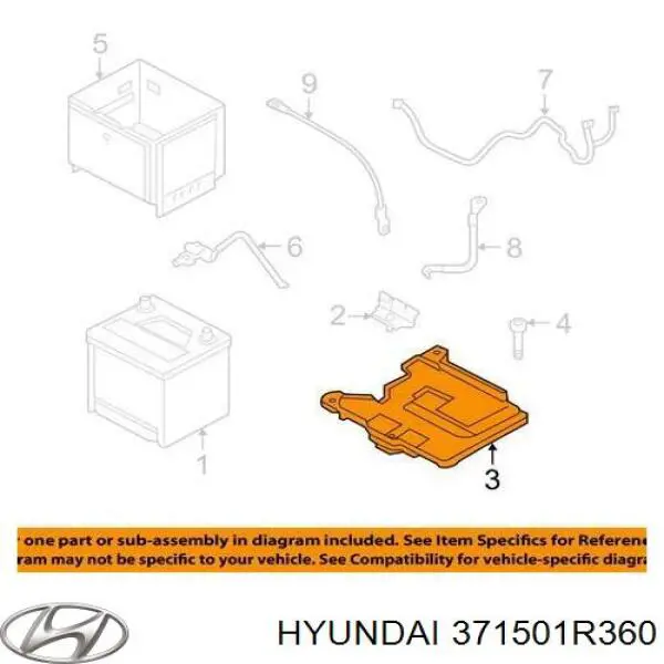 Піддон акумулятора (АКБ) 371501R360 Hyundai/Kia