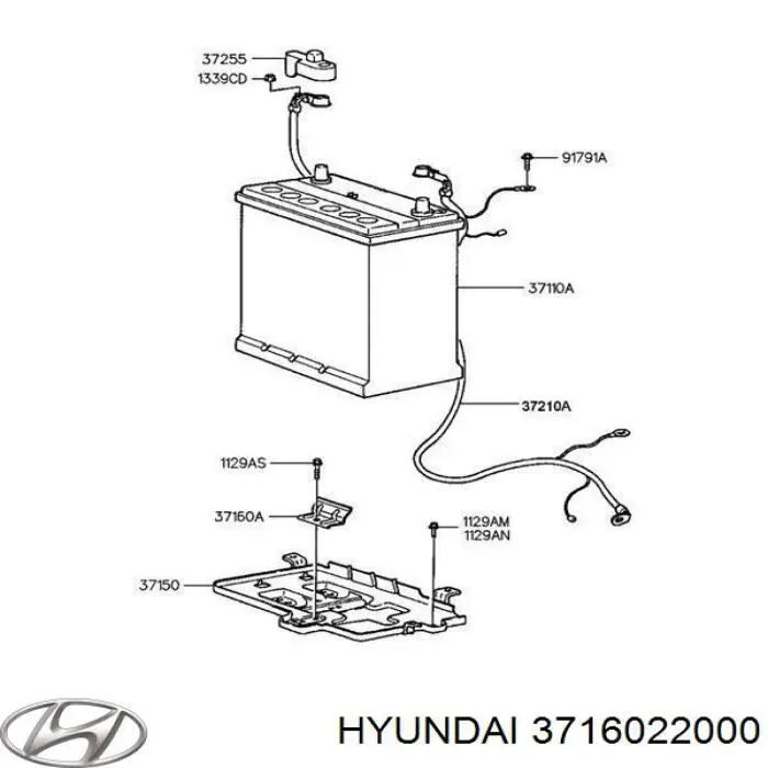3716022000 Hyundai/Kia Кріплення / підставка акумулятора