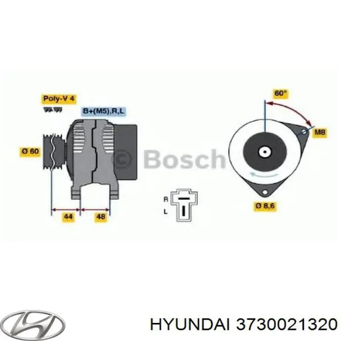 Генератор 3730021320 Hyundai/Kia