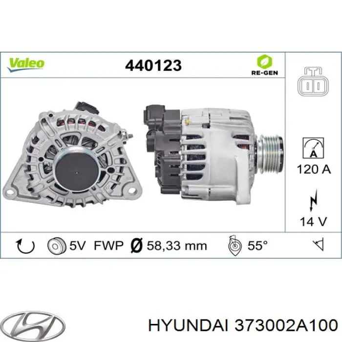 Генератор автомобільний Hyundai/Kia 373002A100