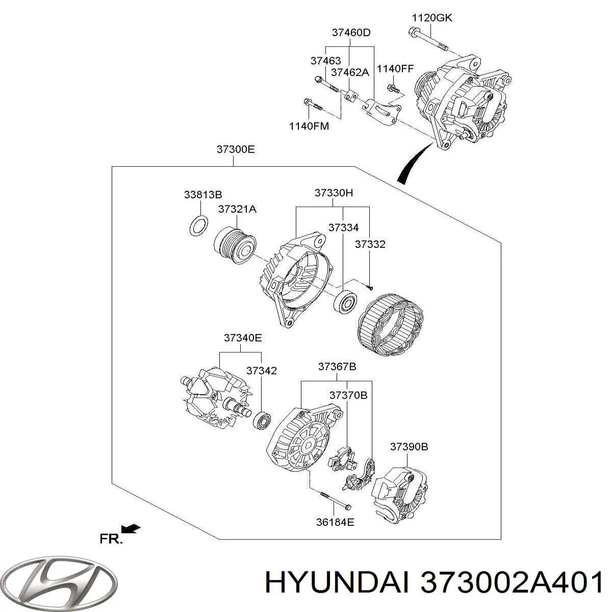 Генератор 373002A401 Hyundai/Kia