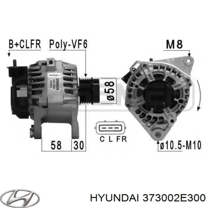 Генератор Hyundai/Kia 373002E300 ціна, від 206.02 USD