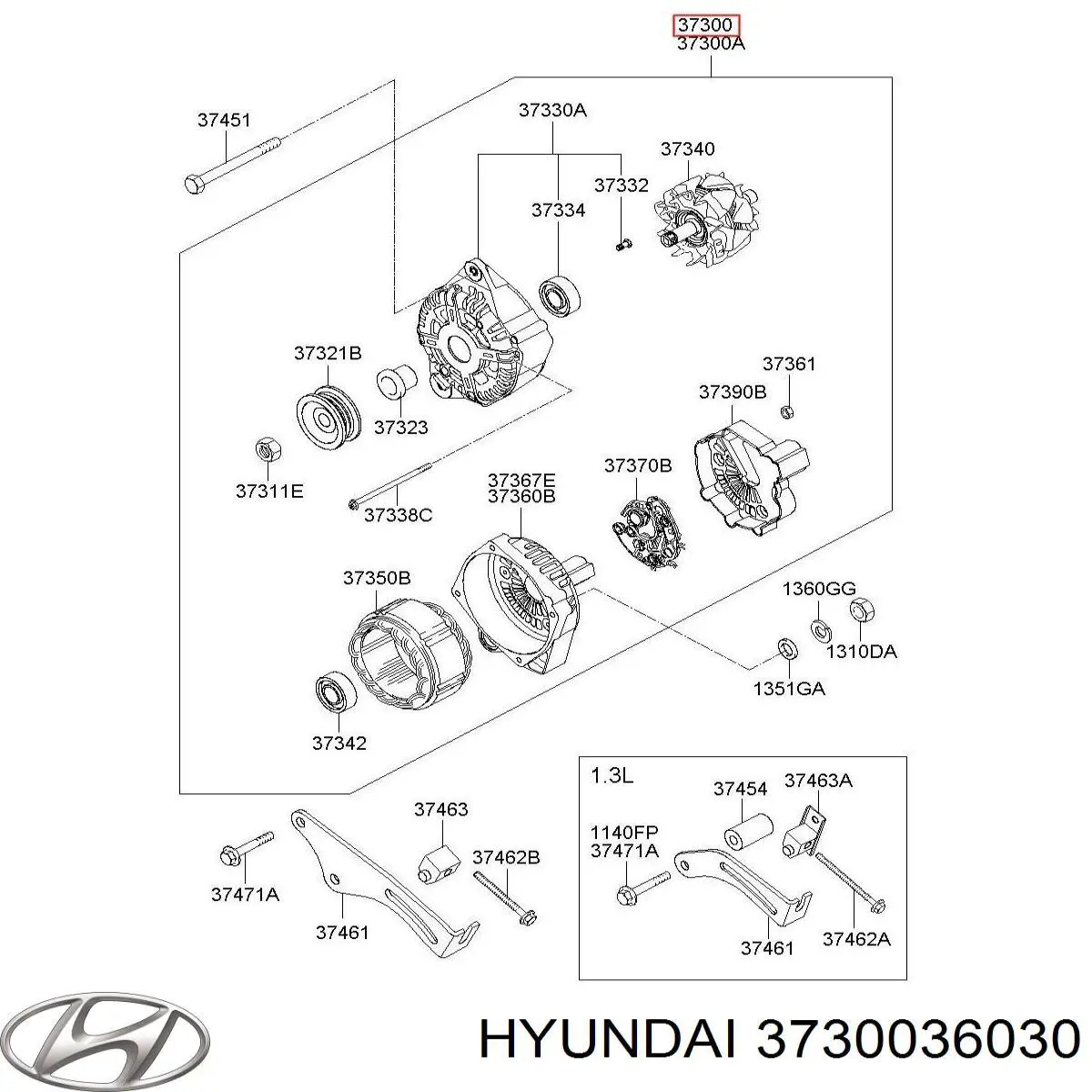 Генератор 3730036030 Hyundai/Kia