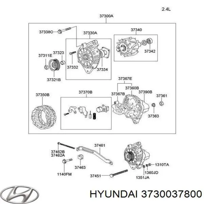 Купити 3730037800 Hyundai/Kia Генератор