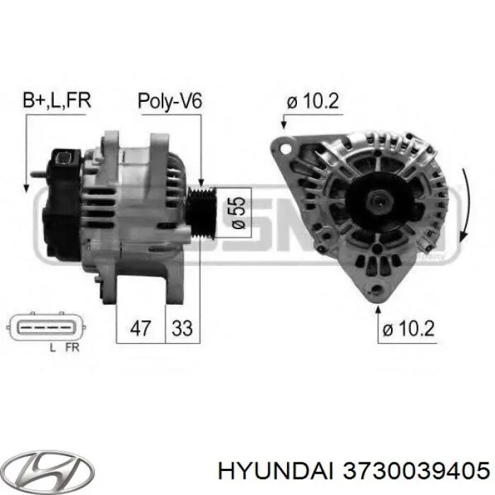 Генератор 3730039405 Hyundai/Kia