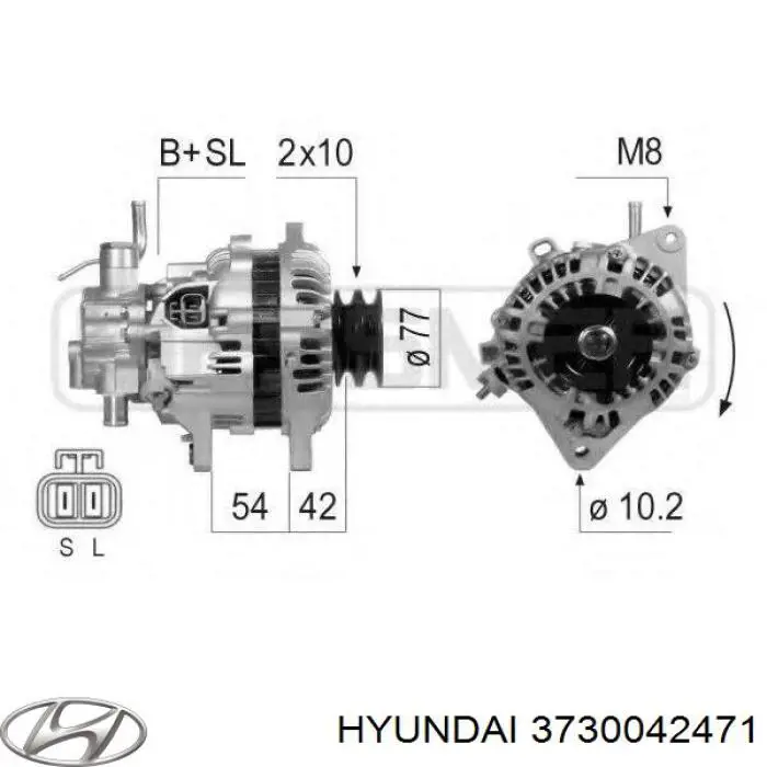 Генератор 3730042471 Hyundai/Kia