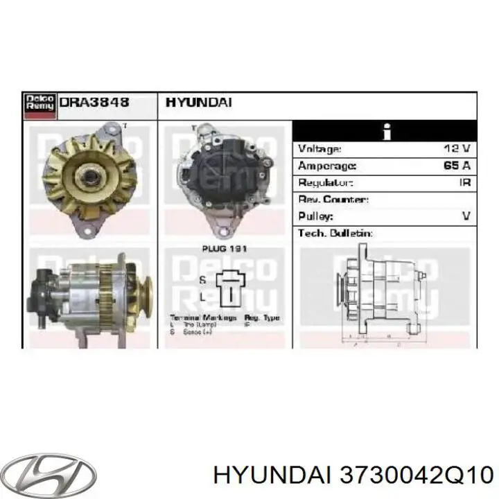 Генератор 3730042Q10 Hyundai/Kia