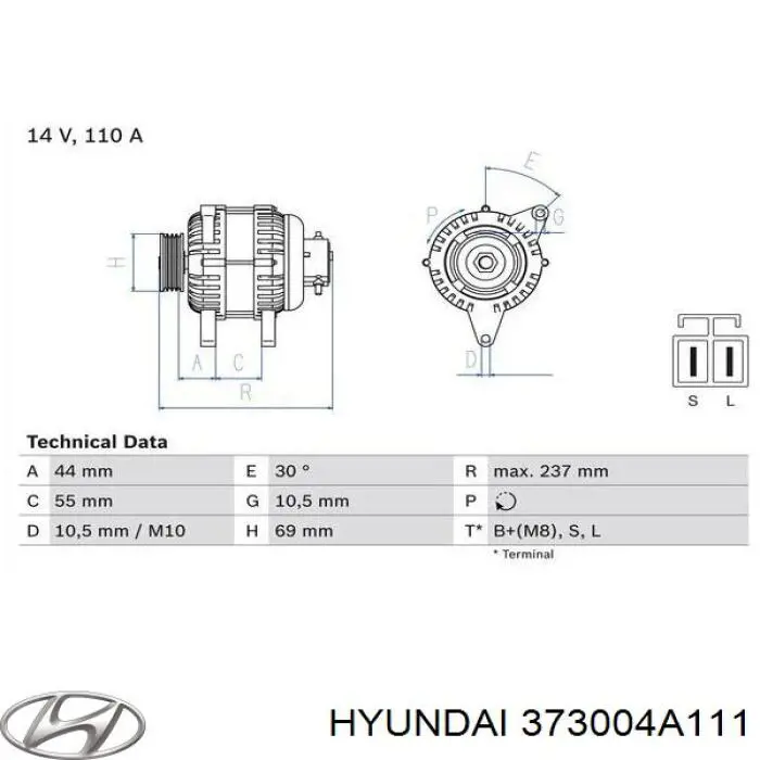 Генератор Hyundai/Kia 373004A111 ціна, від 63.33 USD