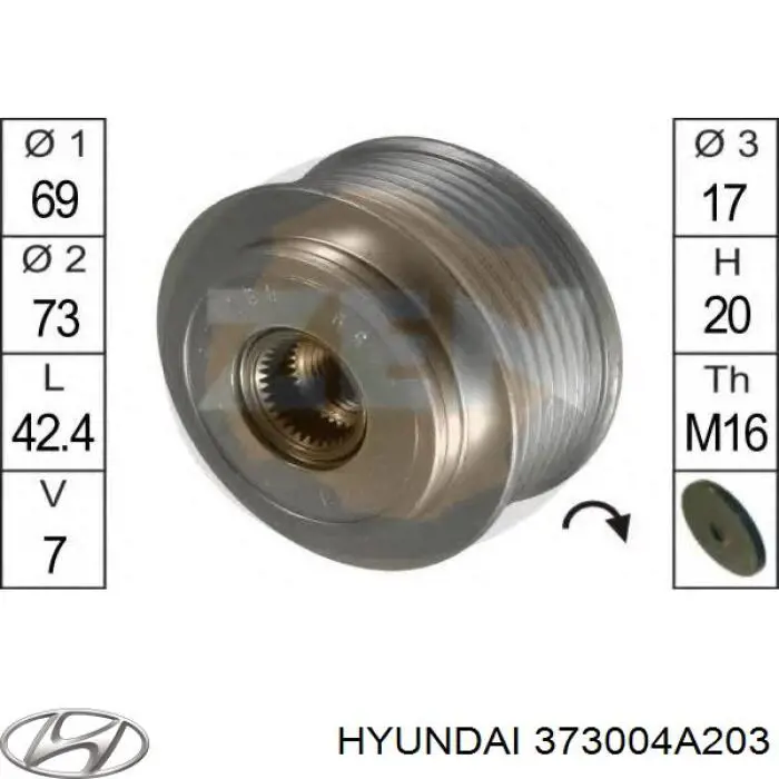 Генератор 373004A203 Hyundai/Kia