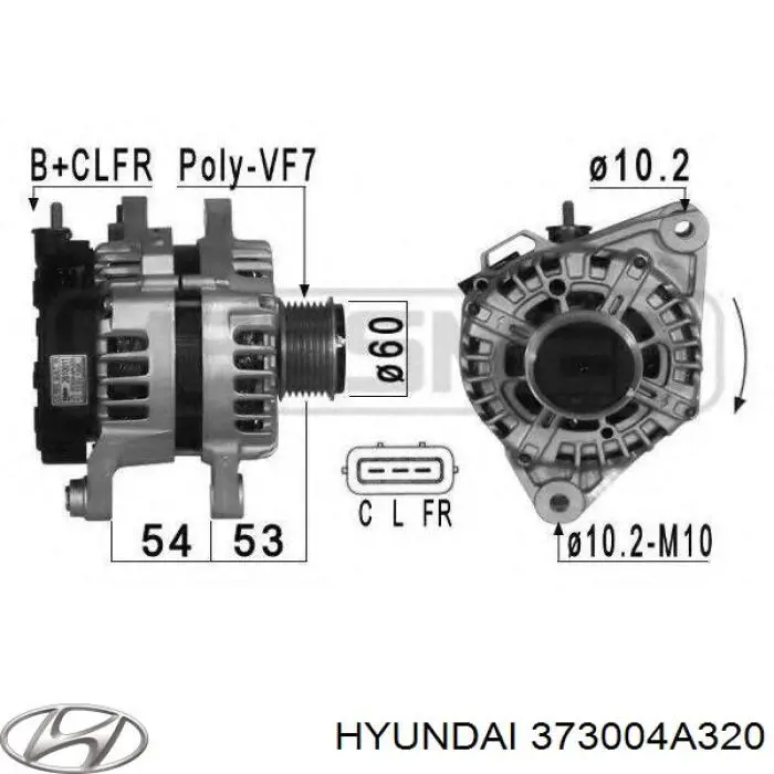 Генератор Hyundai/Kia 373004A320 ціна, від 192.46 USD