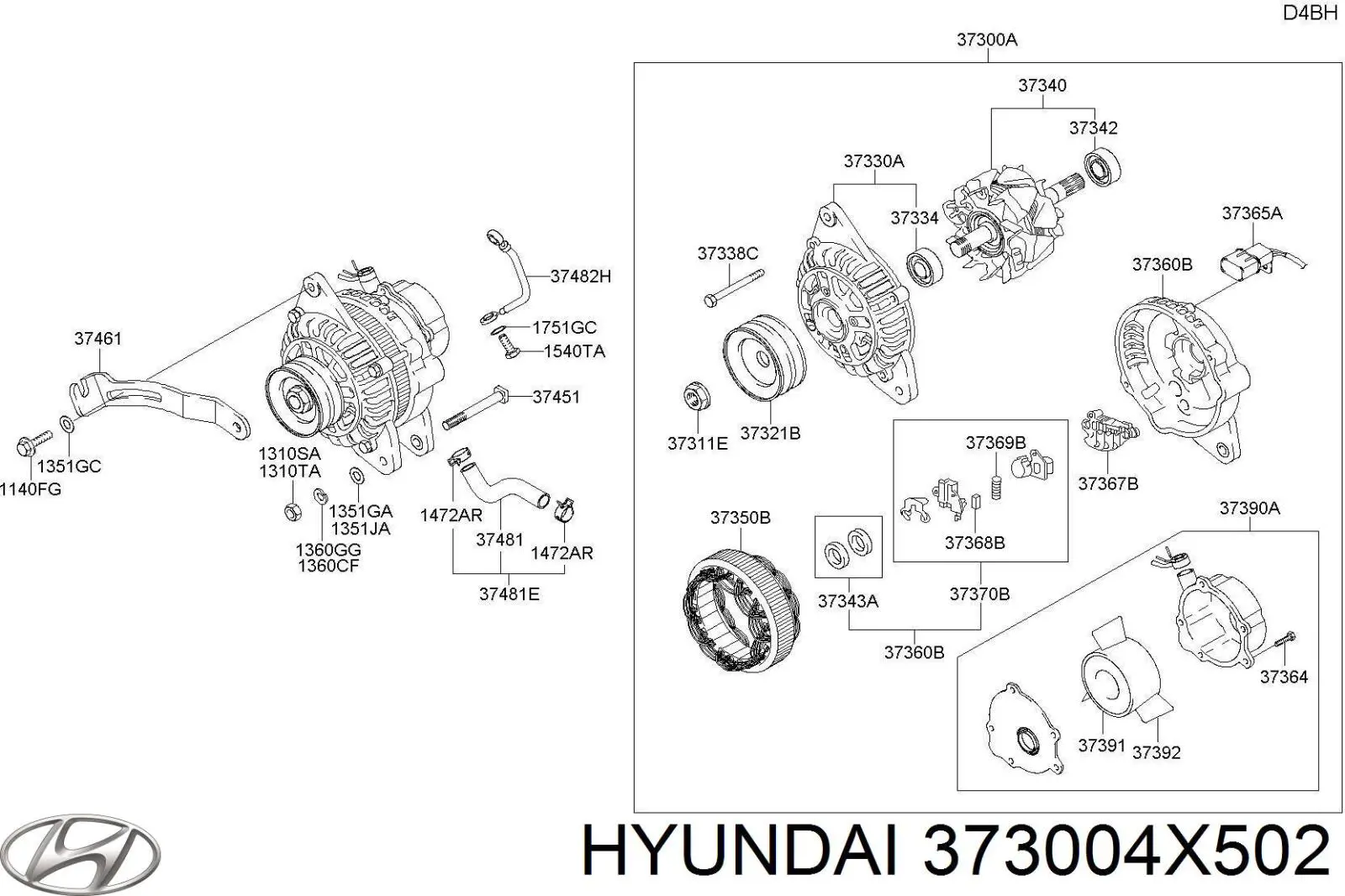Генератор Hyundai/Kia 373004X502 ціна, від 101.78 USD