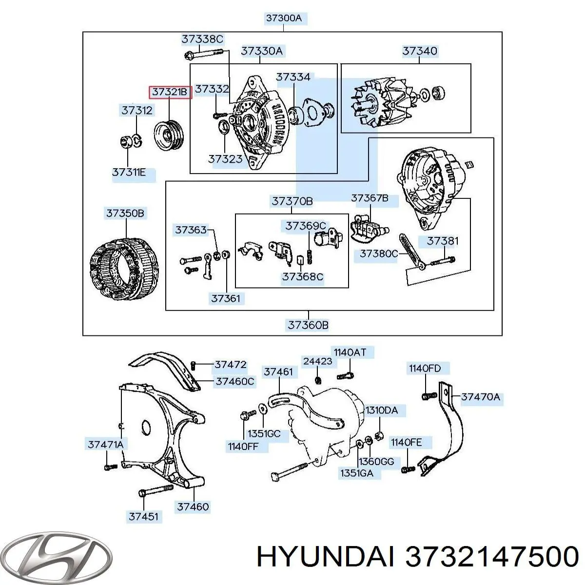 Шків генератора 3732147500 Hyundai/Kia