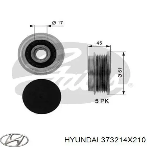 Шків генератора 373214X210 Hyundai/Kia