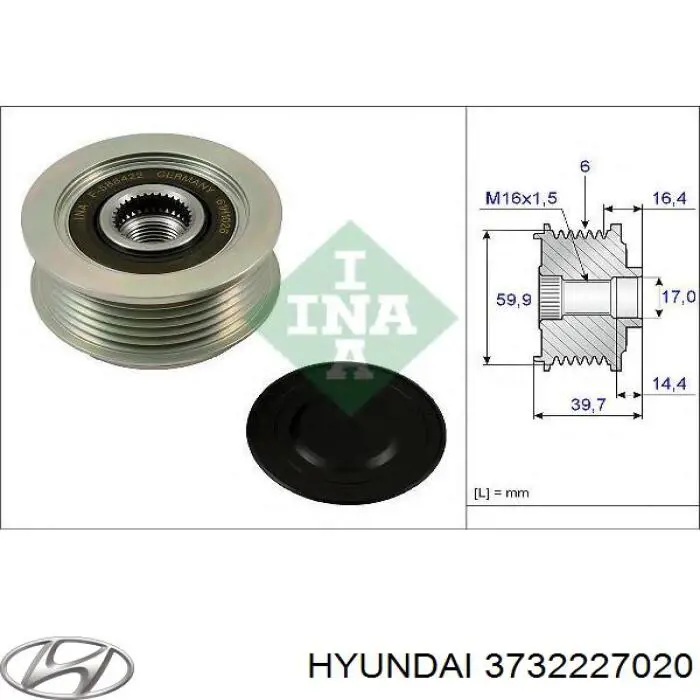 3732227020 Hyundai/Kia шків генератора