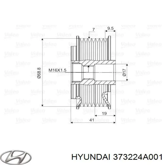 Купити 373224A001 Hyundai/Kia Шків генератора
