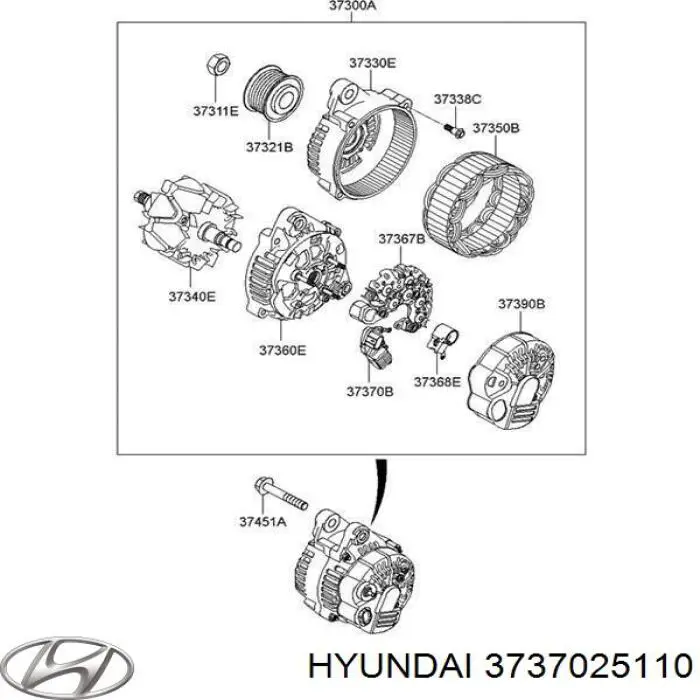 3737025110 Hyundai/Kia реле-регулятор генератора, (реле зарядки)