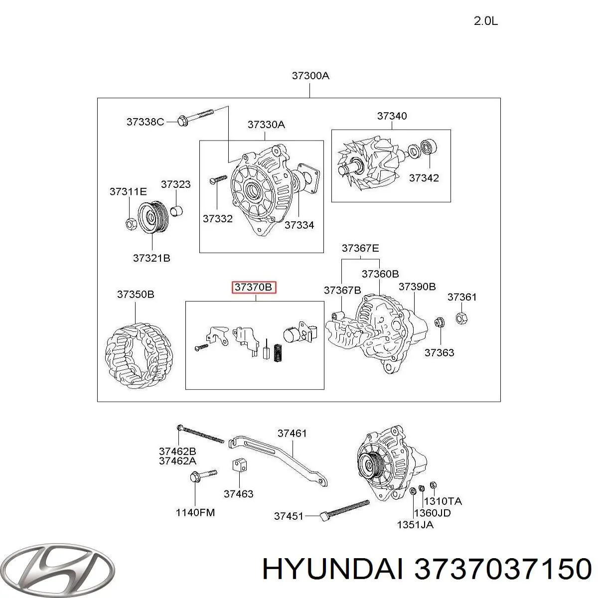 3737037150 Hyundai/Kia реле-регулятор генератора, (реле зарядки)