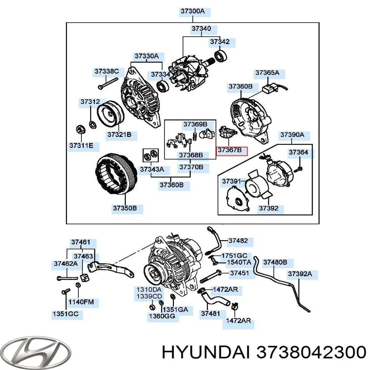 Міст доданий генератора Hyundai/Kia 3738042300 ціна, від 38.97 USD