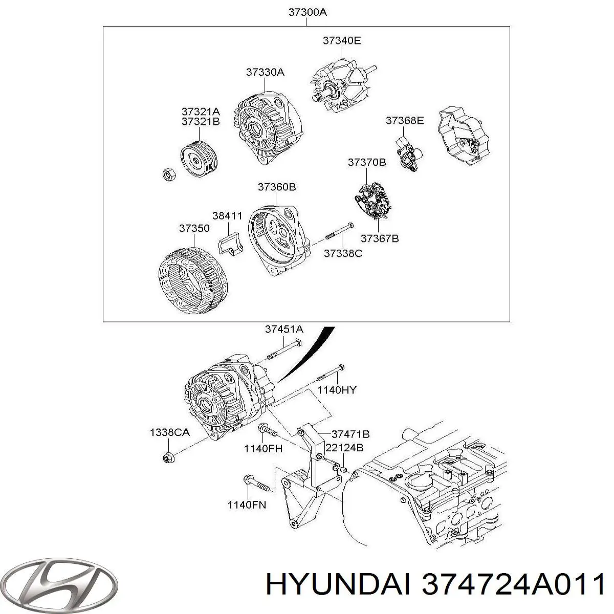 Кронштейн генератора (натяжний) Hyundai/Kia 374724A011 ціна, від 8.83 USD
