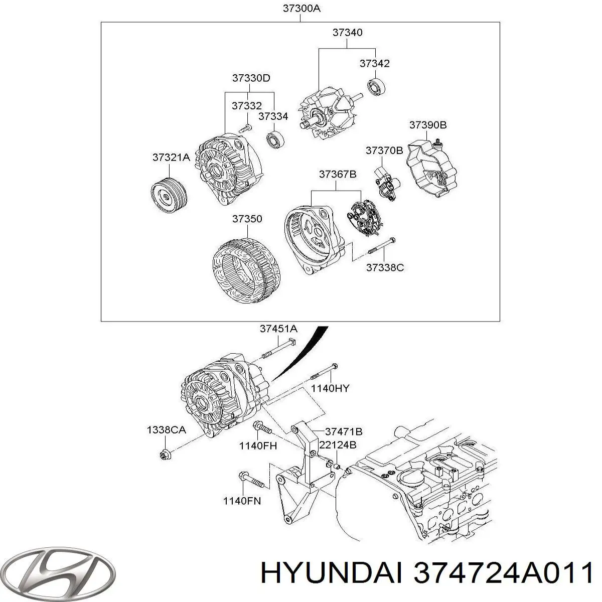 374724A011 Hyundai/Kia Кронштейн кріплення генератора