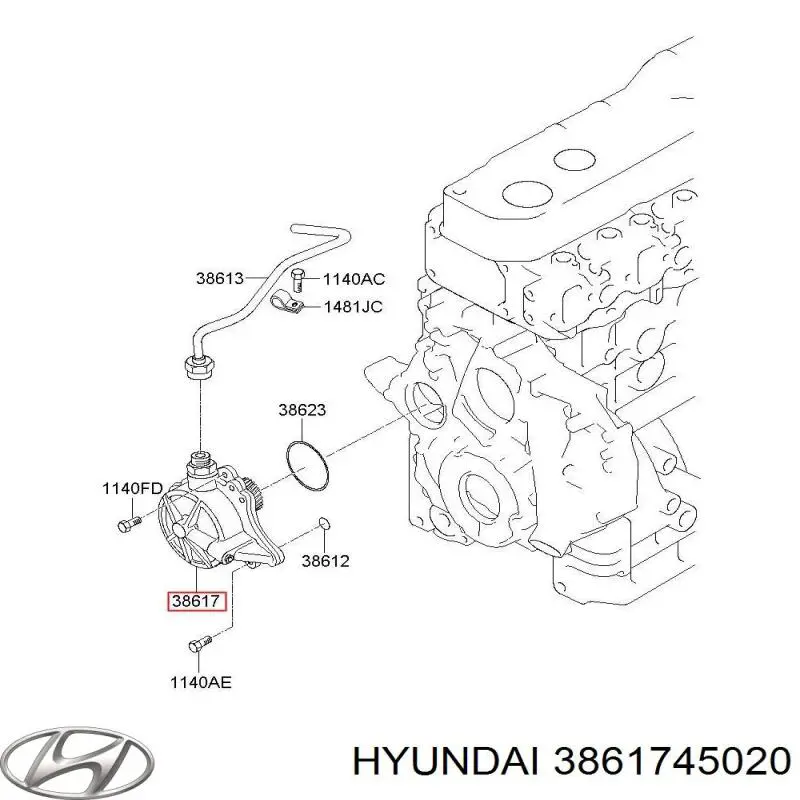 Насос вакуумний 3861745020 Hyundai/Kia