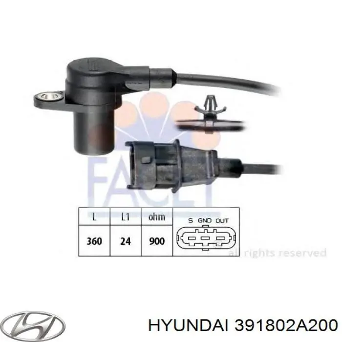 Датчик колінвала 391802A200 Hyundai/Kia