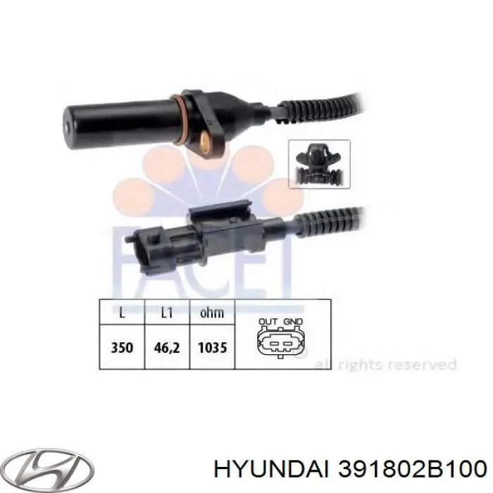 391802B100 Hyundai/Kia датчик положення (оборотів коленвалу)