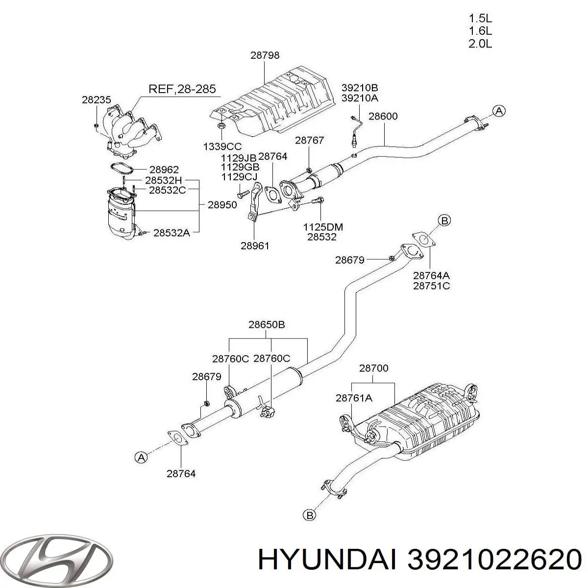 Лямбда-зонд, датчик кисню після каталізатора Hyundai/Kia 3921022620