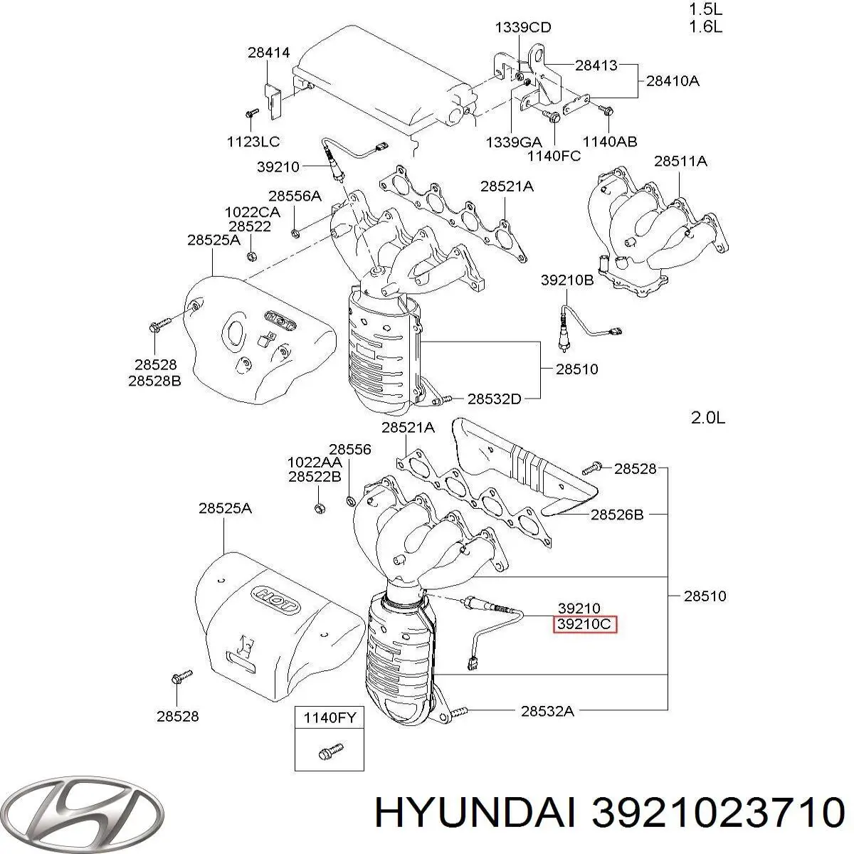 Купити 3921023710 Hyundai/Kia Лямбдазонд, датчик кисню до каталізатора