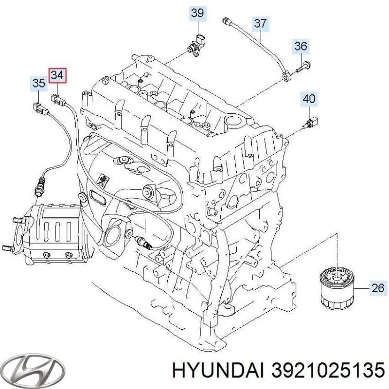 3921025135 Hyundai/Kia лямбдазонд, датчик кисню до каталізатора