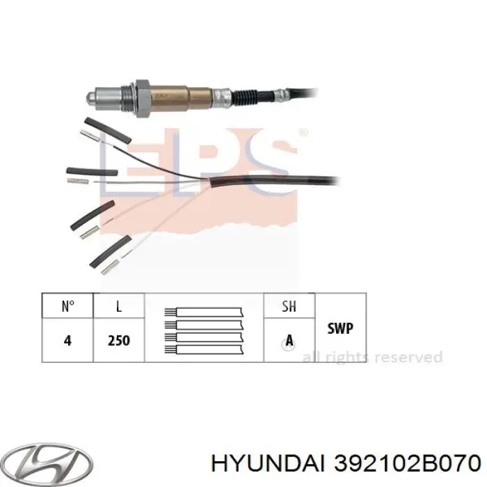 Купити 392102B070 Hyundai/Kia Лямбда-зонд, датчик кисню після каталізатора