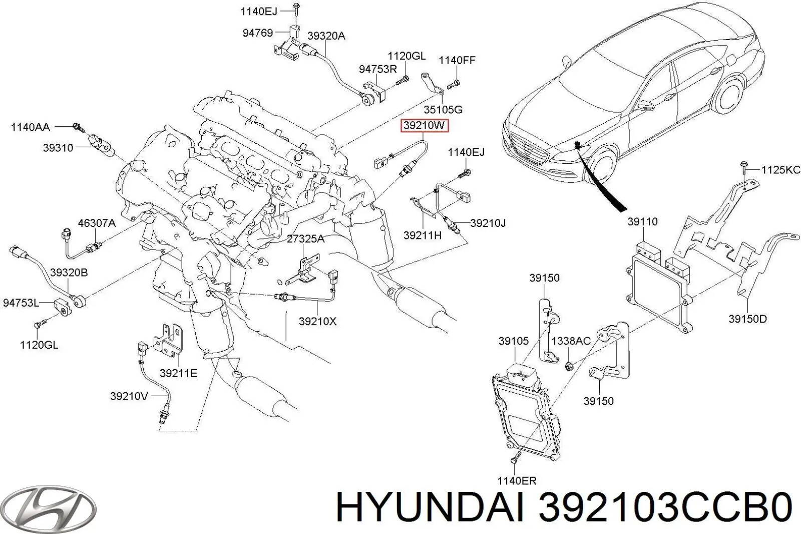  Hyundai/Kia 392103CCB0 ціна, від 28.19 USD