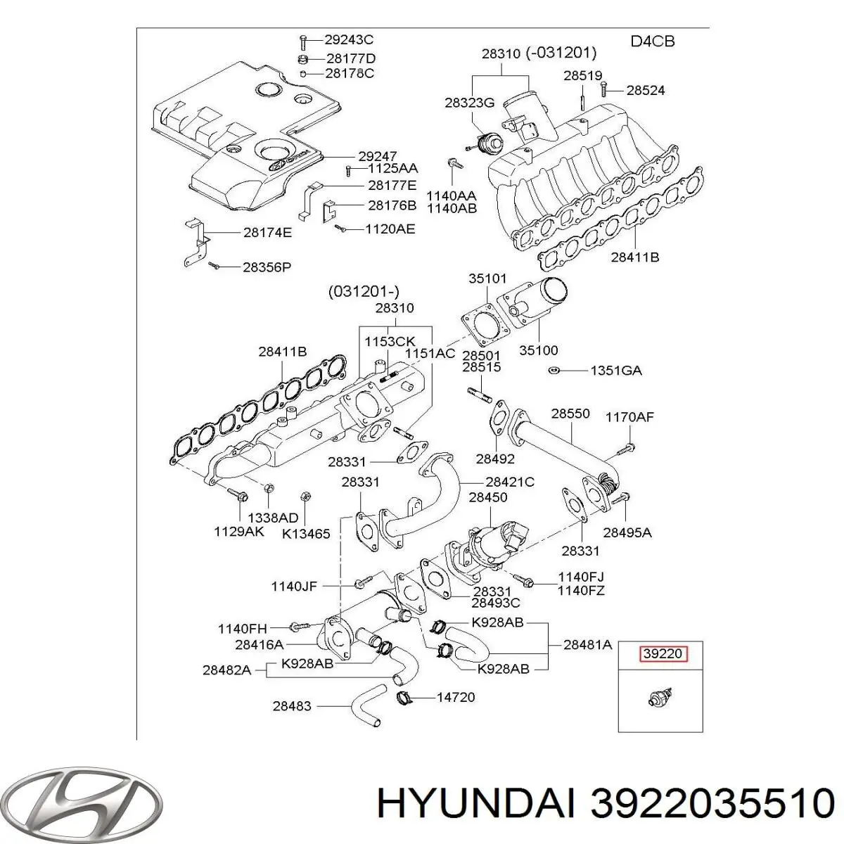 Купити 3922035510 Hyundai/Kia Датчик температури охолоджуючої рідини