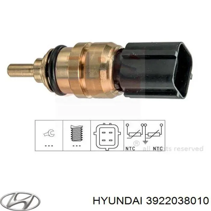3922038010 Hyundai/Kia датчик температури охолоджуючої рідини