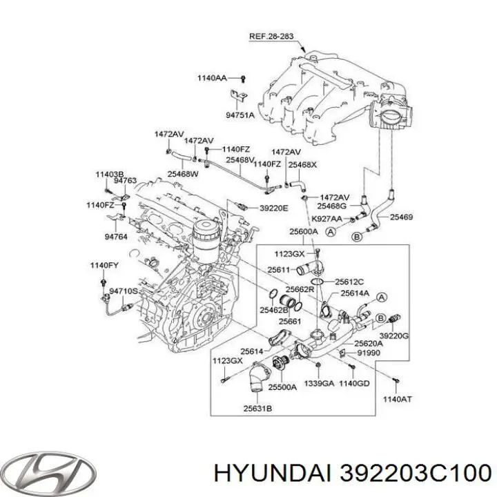 392203C100 Hyundai/Kia датчик температури масла двигуна