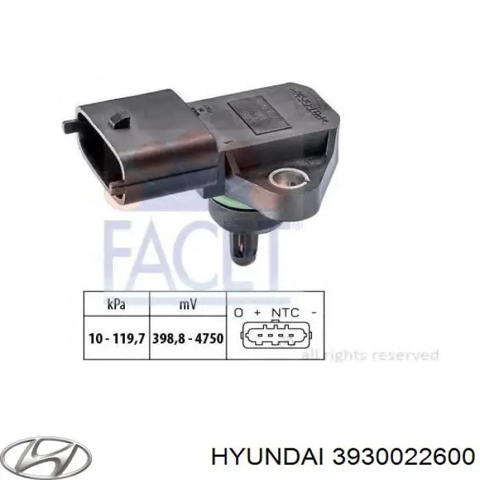 Датчик тиску повітря Hyundai/Kia 3930022600