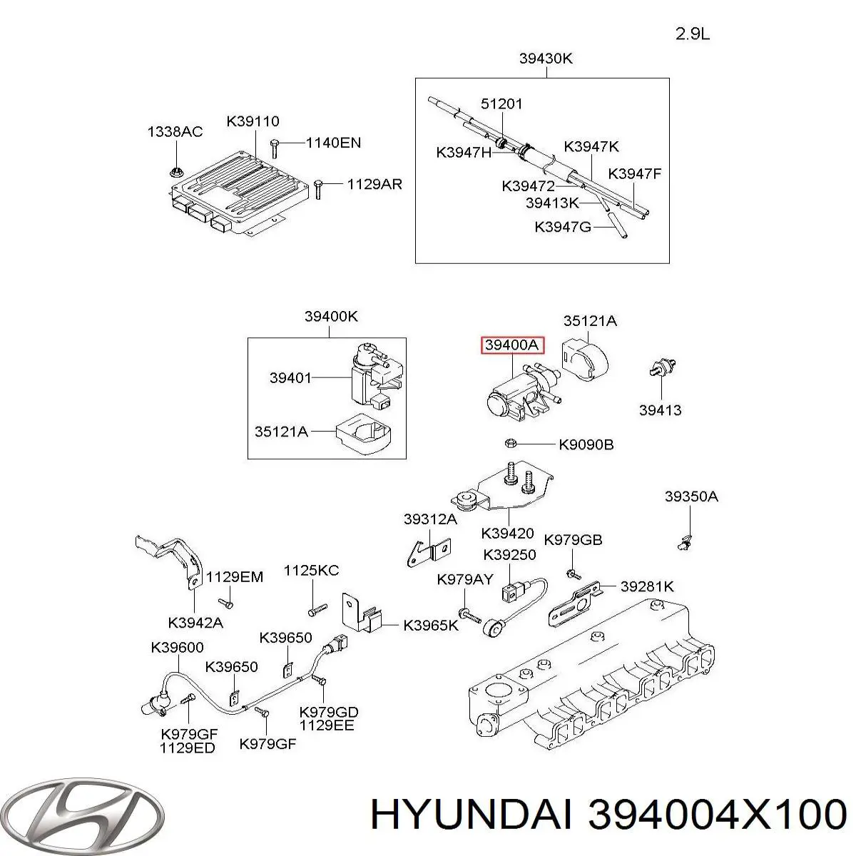 394004X100 Hyundai/Kia перетворювач тиску (соленоїд наддуву/EGR)