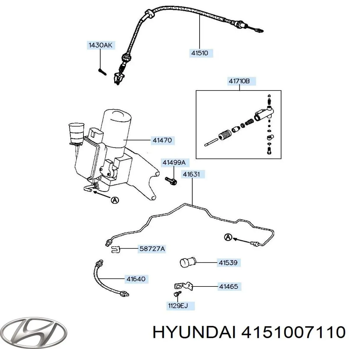 Трос зчеплення 4151007110 Hyundai/Kia