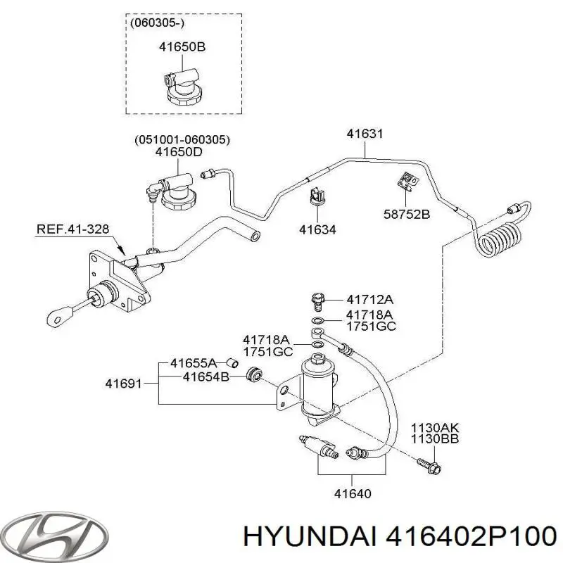 416402P100 Hyundai/Kia Трубка гідроприводу зчеплення
